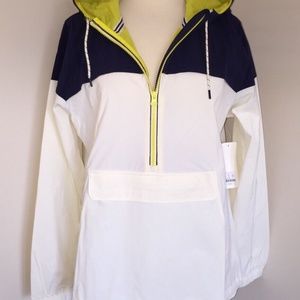 NEW BALANCE FOR J.CREW ESSENTIAL WINDBREAKER Sz M F6358 Navy/Ivory/Yellow NWT